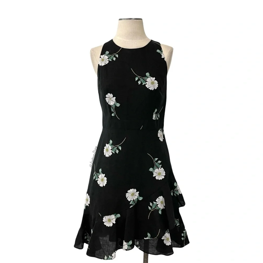 Banana Republic Factory- Black Floral Midi Dress Size 4